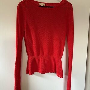 ModCloth Red Lace Peplum Top